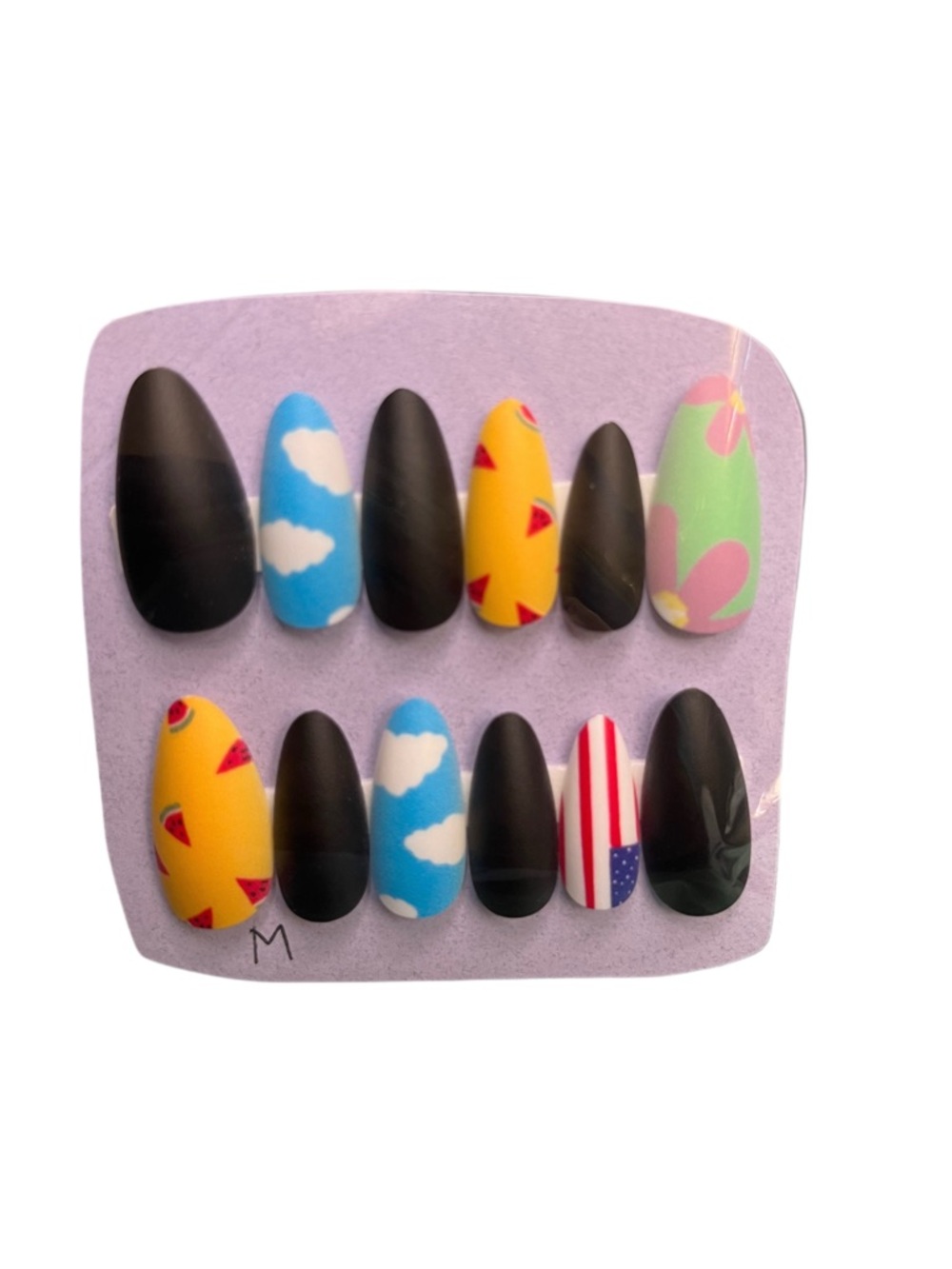 Matte Black & Colorful Press-On Nail Set (5 for $20 U pick)